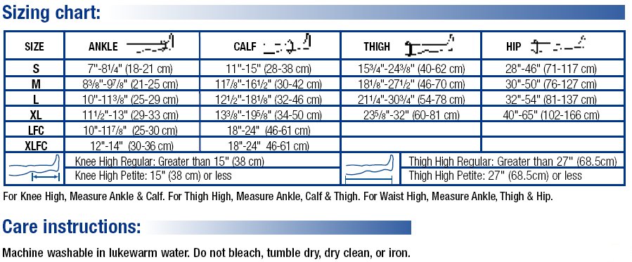 Jobst Anti Embolism Size Chart