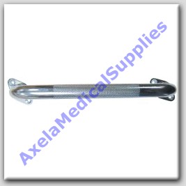 Drive Medical Chrome, Knurled Grab Bar with Rotating Flange 12 Inch