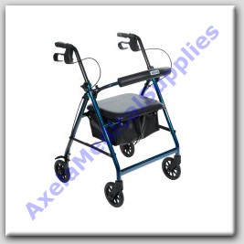 Drive Medical Aluminum Rollator with Fold Up and Removable Back Support, Padded Seat, 6" Casters Color Blue