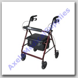 Drive Medical Aluminum Rollator with Fold Up and Removable Back Support, Padded Seat, 6" Casters Color Red