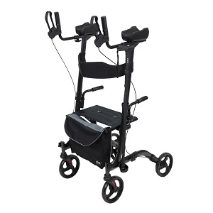Vive Upright Rollator - Walker with Foldable Transport Seat- Black
