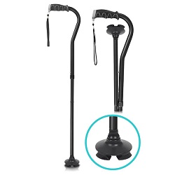 Vive Folding Offset Swivel Cane Black