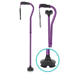 Vive Folding Offset Swivel Cane Purple