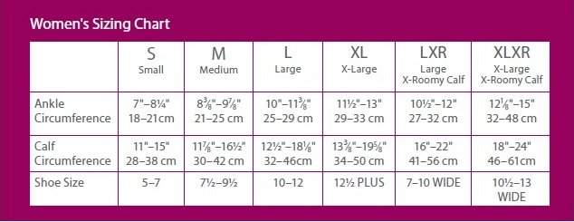 Dr Comfort Size Chart